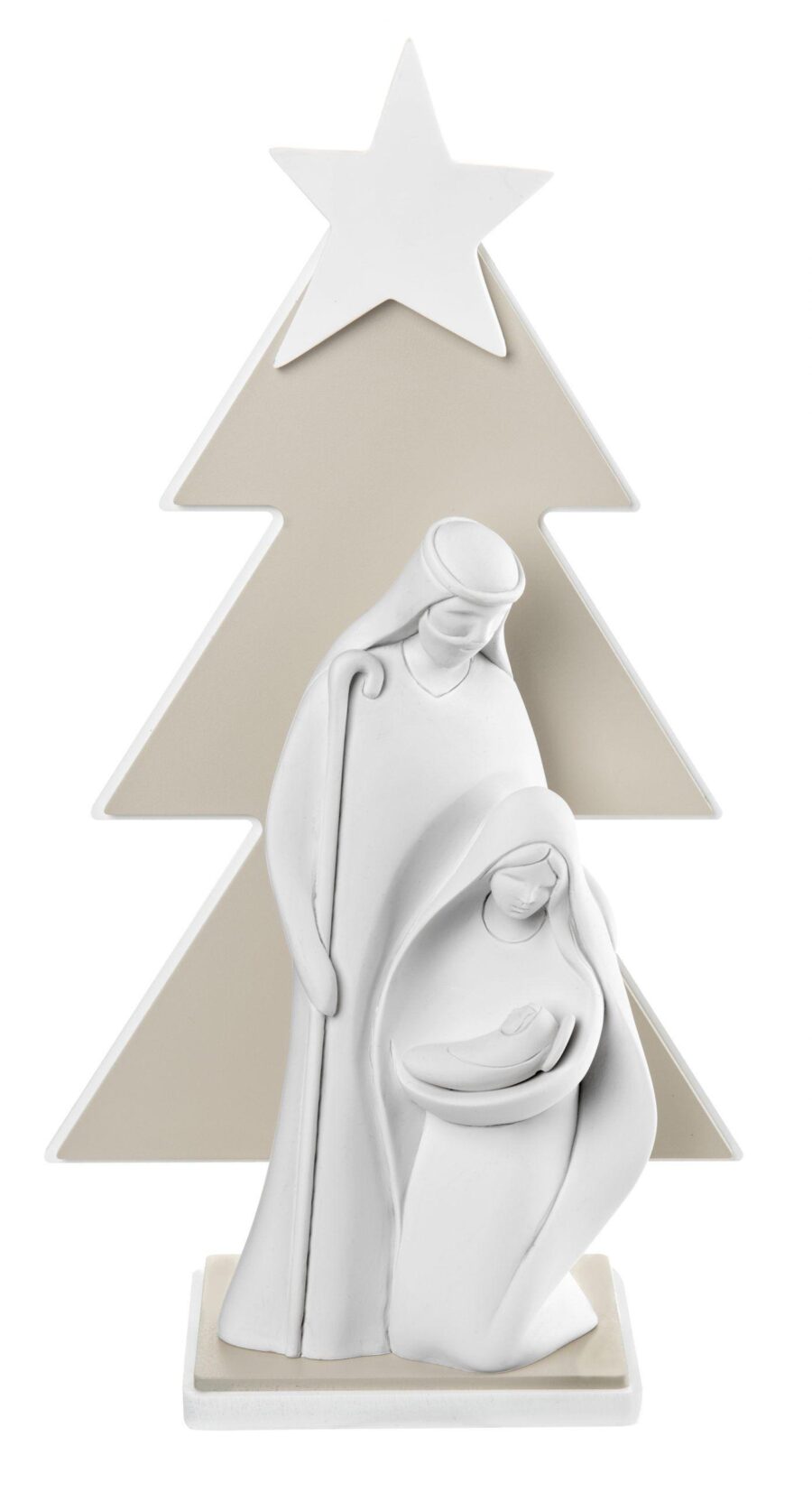 albero di natale con sacra famiglia