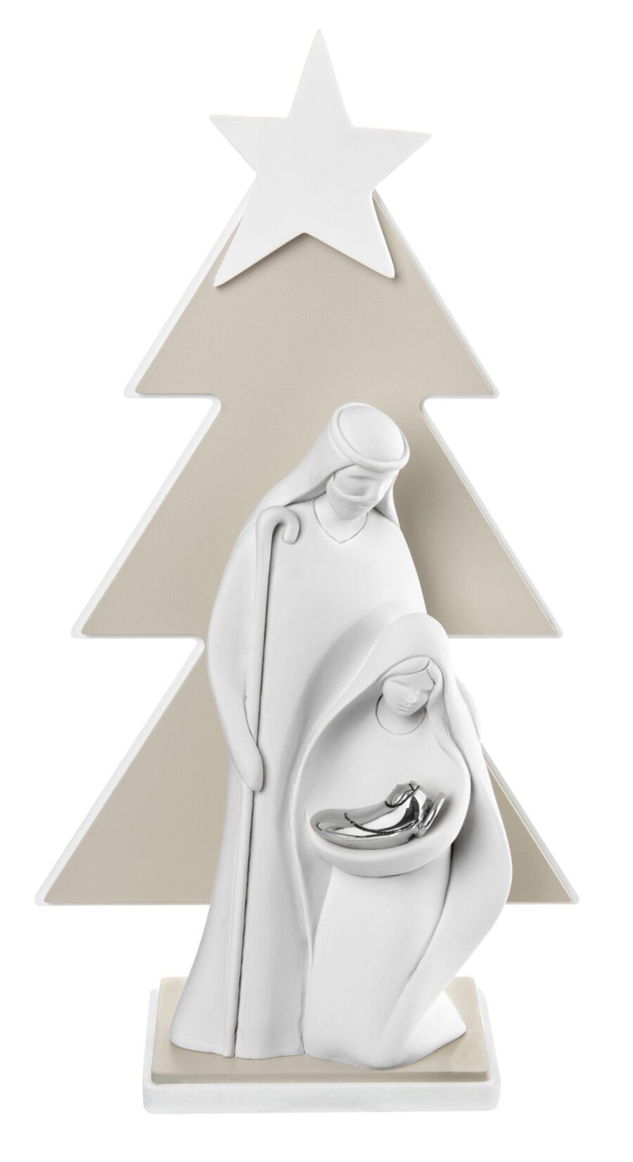 albero di natale con sacra famiglia