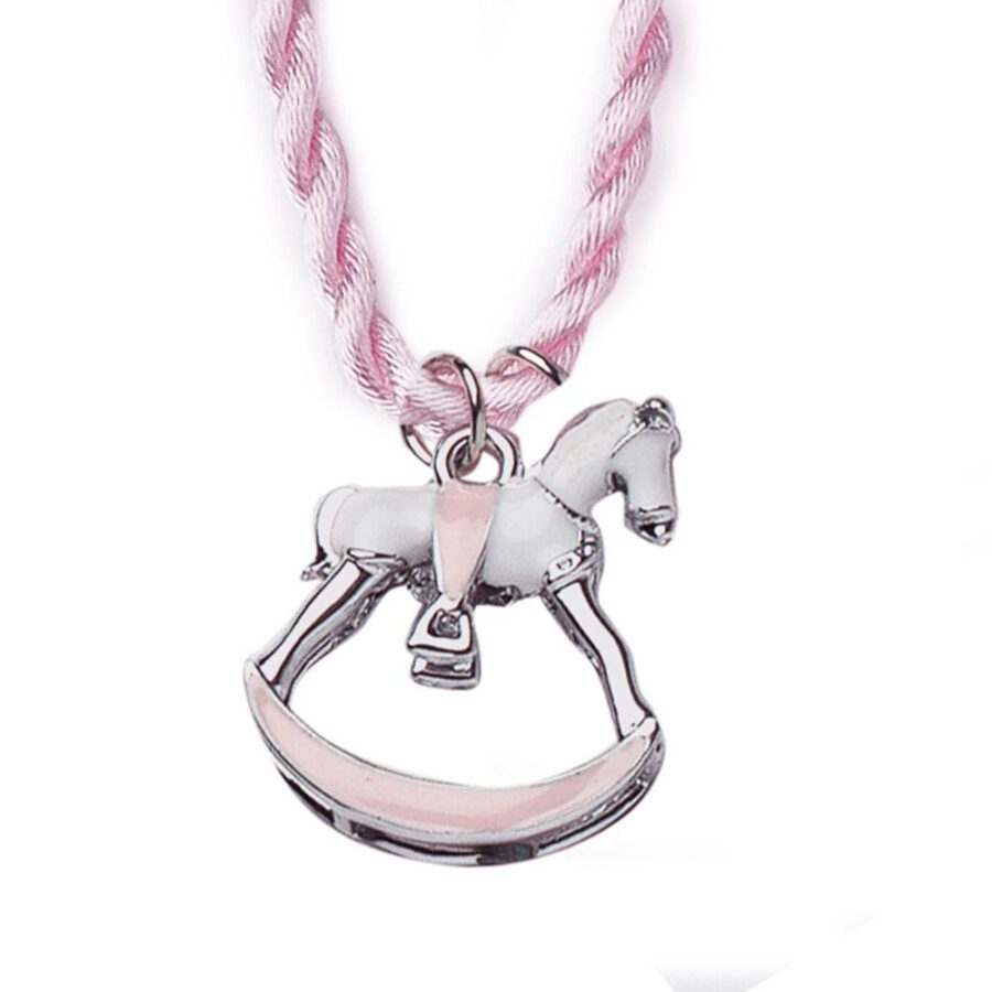 pendente cavallo metallo rosa/arg.