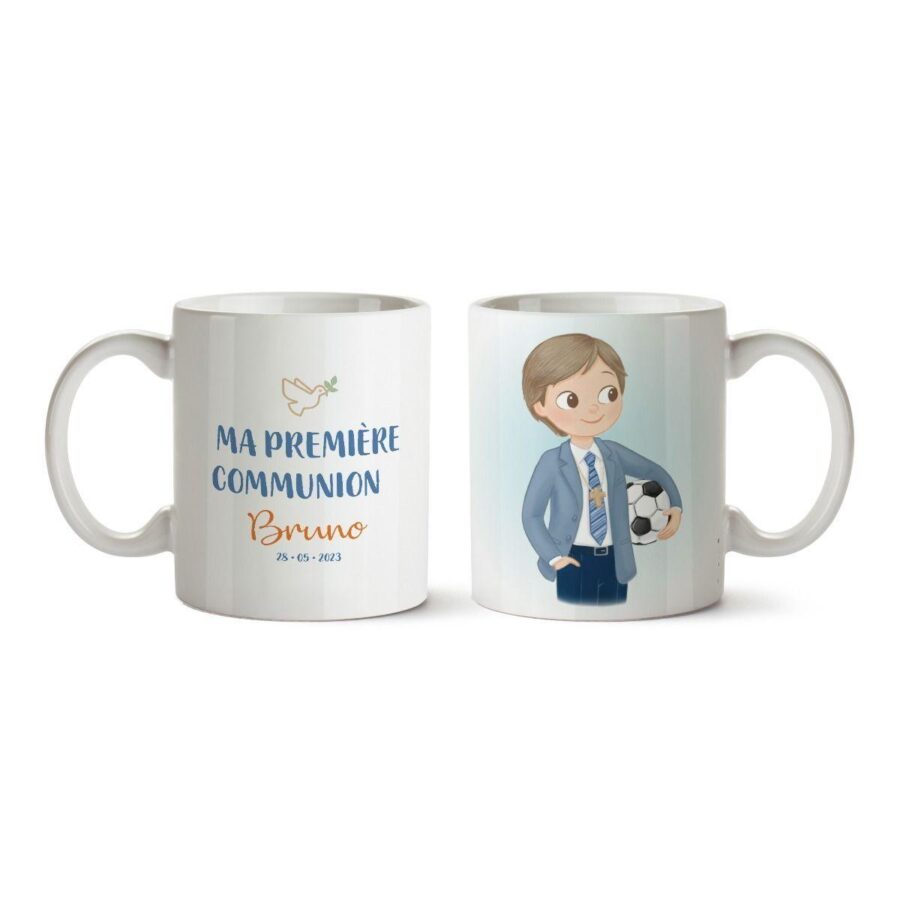 tazza ceramica bambino comunione con pallone