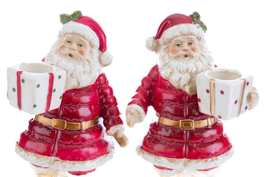 portacandele in porcellana babbo natale - immagine 2