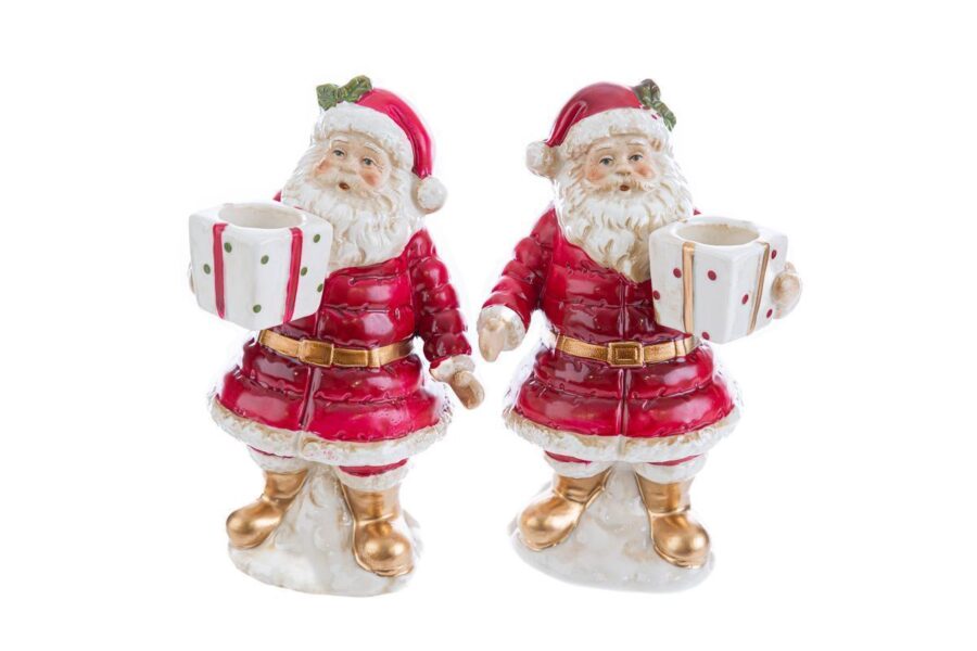 portacandele in porcellana babbo natale