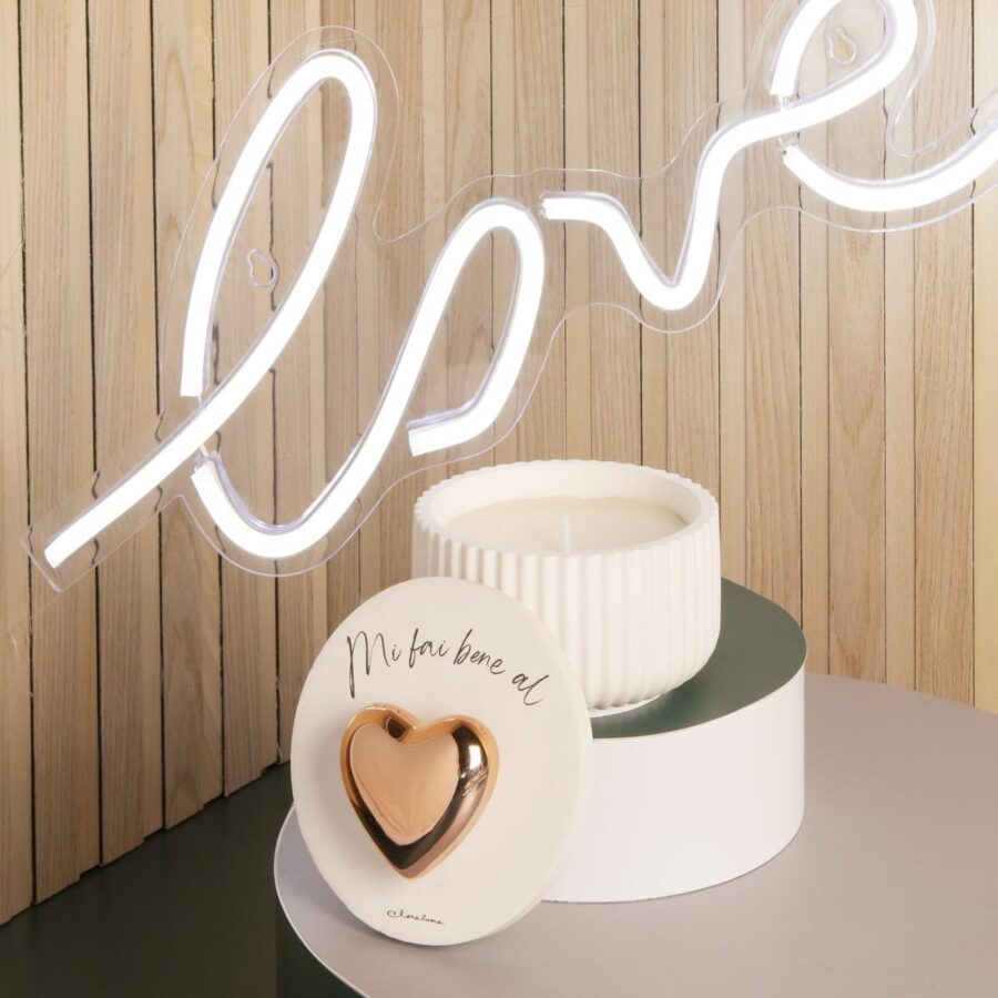 scatola con candela cuore bassa claraluna