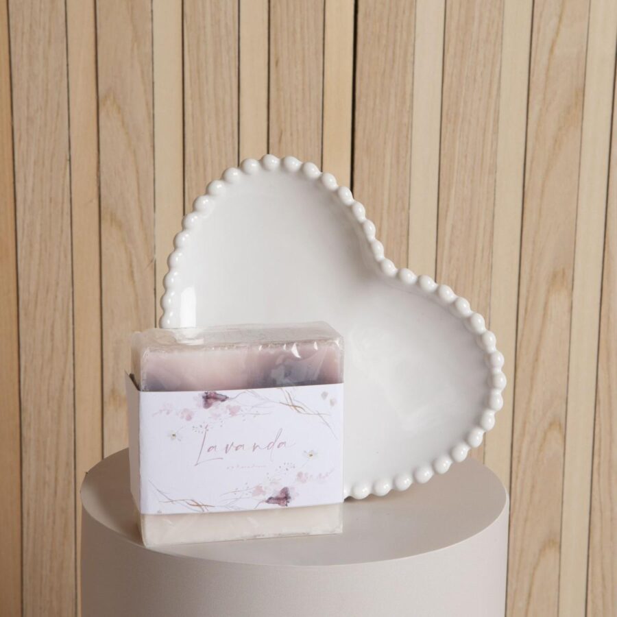 Piattino cuore con saponetta claraluna