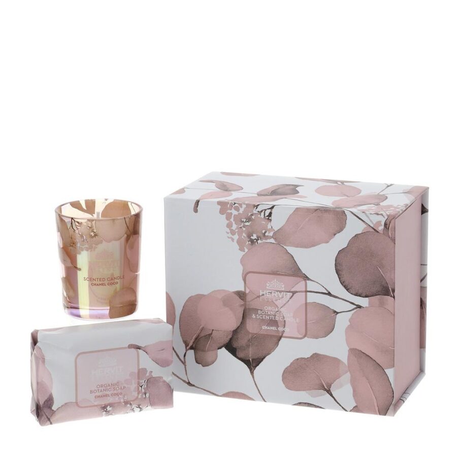 Set candela e saponetta rosa