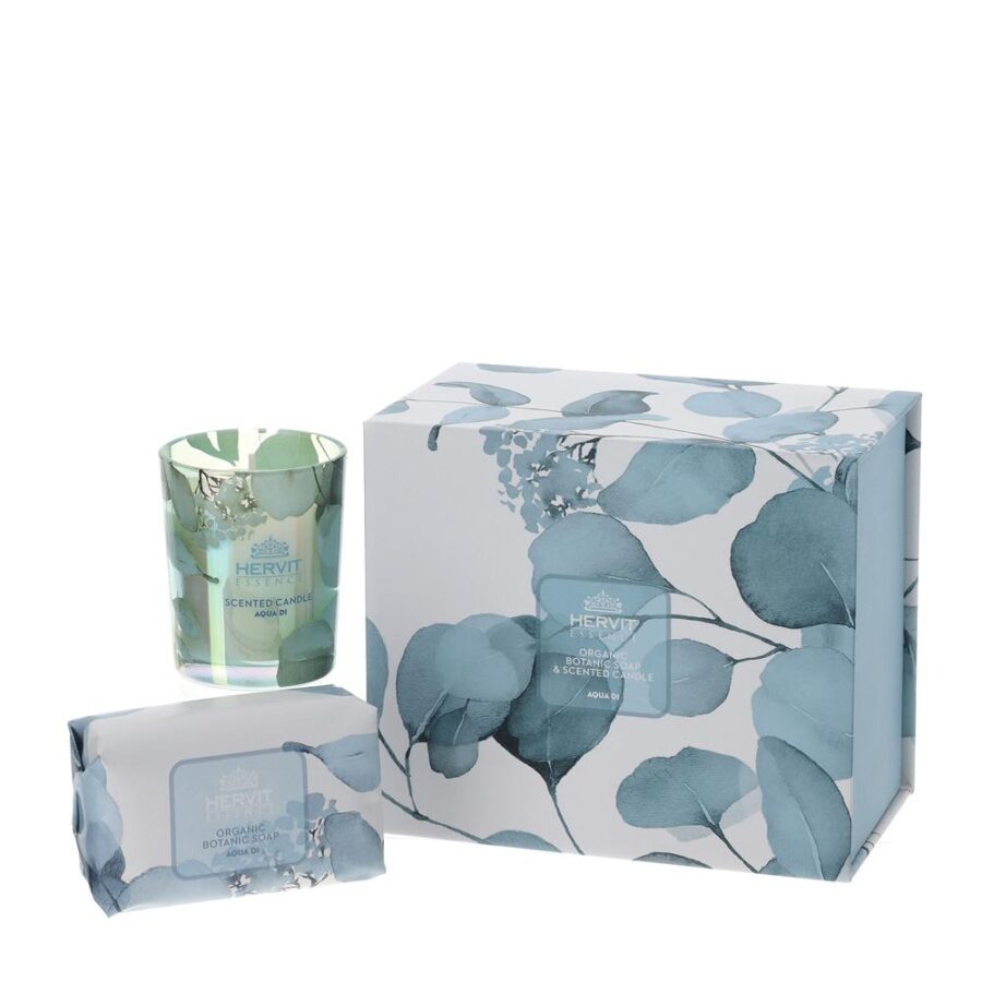 Set candela e saponetta blu