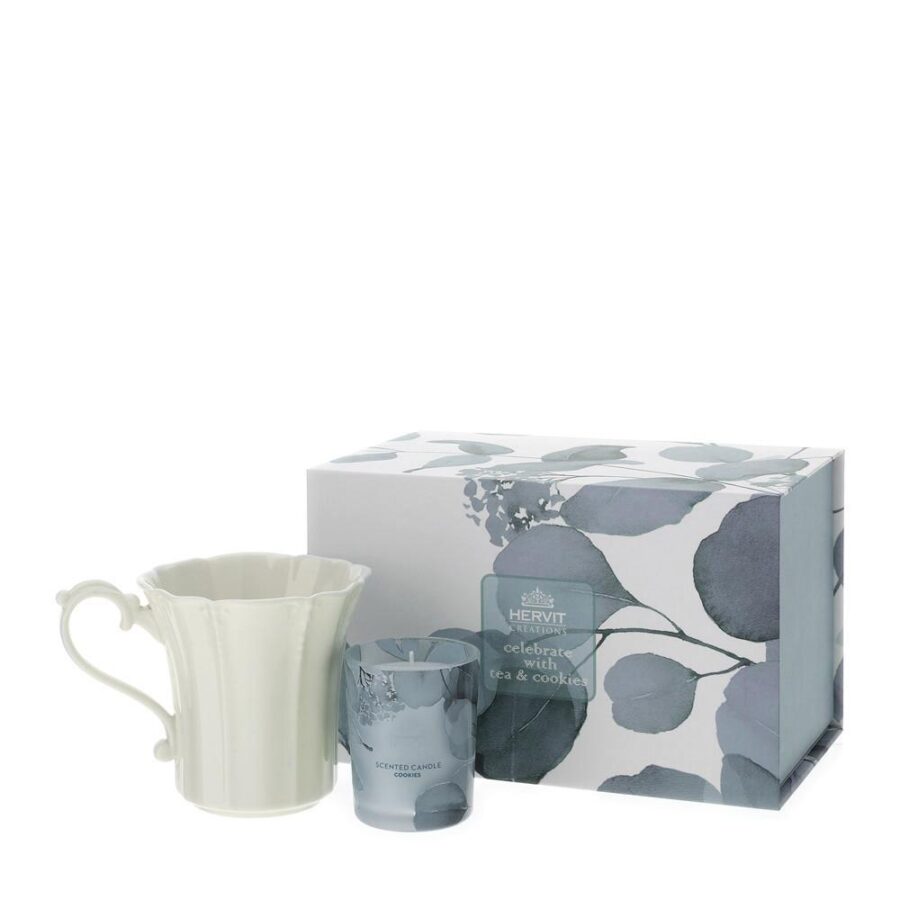 Candela e mug blu hervit