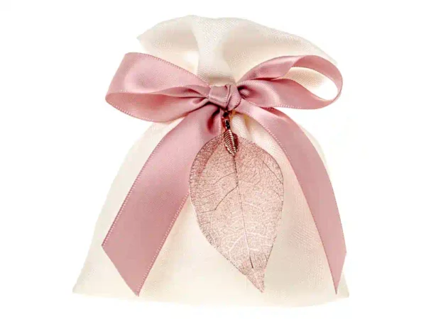 sacchetto con foglia rosa antico