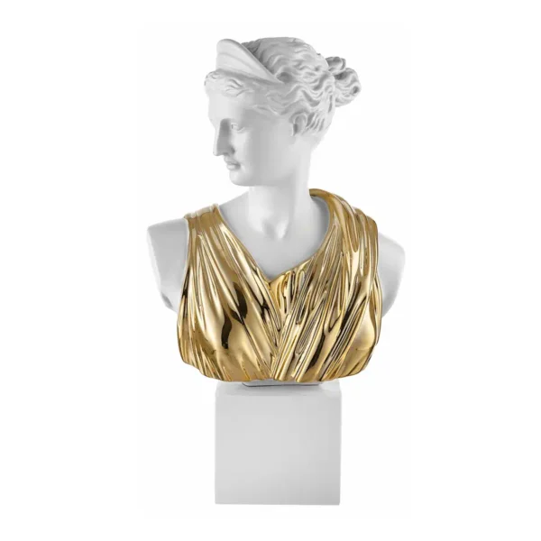 scultura artemis bianca e oro