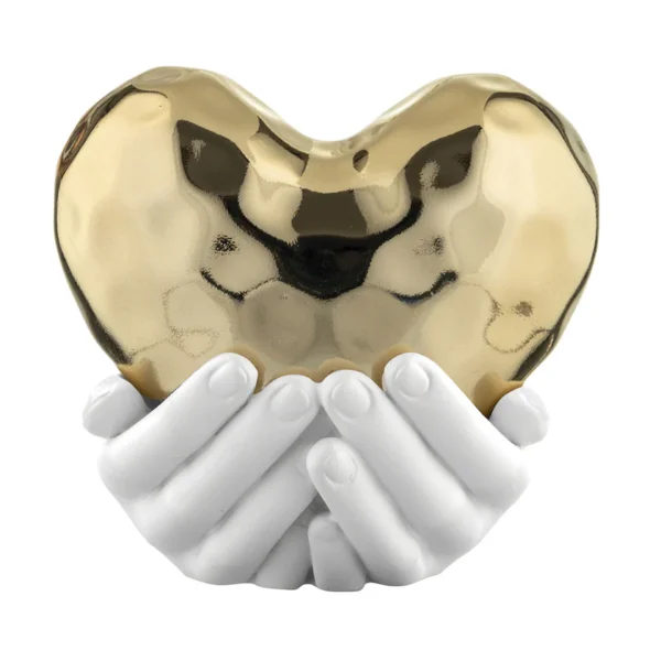 scultura mani cuore oro maxi