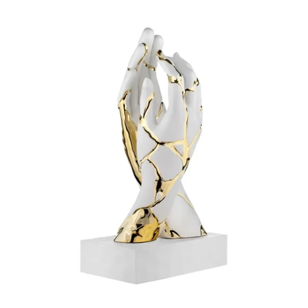 scultura mani bianca kintsugi