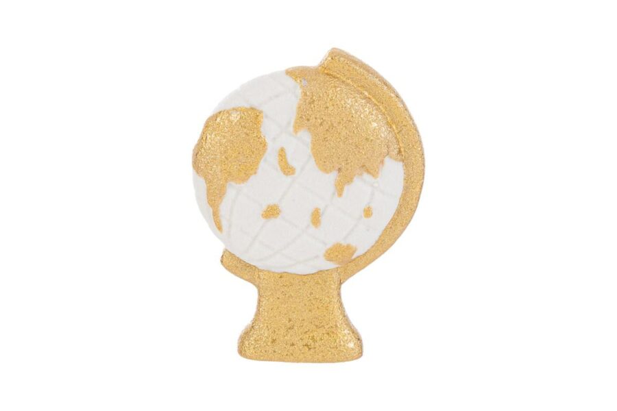 calamita mappamondo bianco e oro