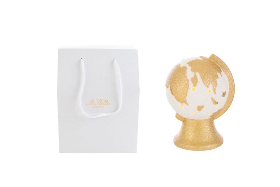 led mappamondo oro