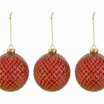 set 3 palline rosse d.8cm