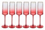set 6 flut vetro rosso