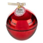 candela pallina in barattolo vetro rosso