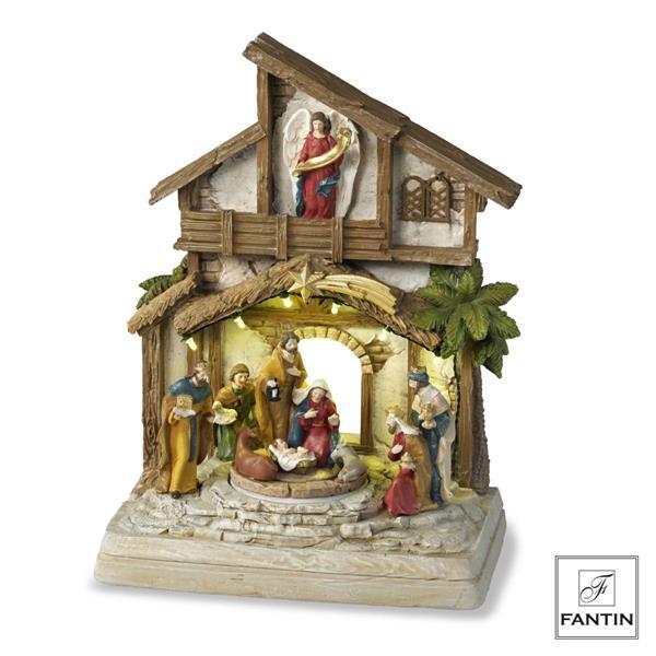 presepe con re magi e angelo - immagine 1