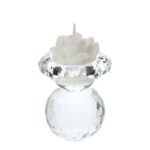 portacandele in cristallo con rosa bianca