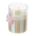 Candela in Vetro Daisy con Farfalla Rosa
