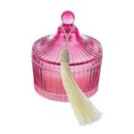 portagioie vetro e candela fuxia