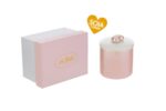 scatola porcellana con candela soia rosa