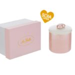 scatola porcellana con candela soia rosa