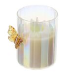 Candela in Vetro Daisy con Farfalla ambra