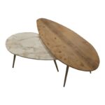 set 2 tavolini foglia natural e beige - immagine 4