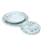 SET 18 PIATTI PORCELLANA BOTANIC VERDE 6 PIANI / 6 FONDI / 6 DOLCE