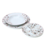 SET 18 PIATTI PORCELLANA BOTANIC ROSA 6 PIANI / 6 FONDI / 6 DOLCE