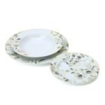SET 18 PIATTI PORCELLANA BOTANIC GIALLO 6 PIANI / 6 FONDI / 6 DOLCE