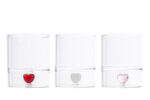 SET 2 BICCHIERI VETRO CUORE 3ASS.8×9,5CM C/ASTUCCIO