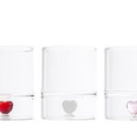 SET 2 BICCHIERI VETRO CUORE 3ASS.8×9,5CM C/ASTUCCIO