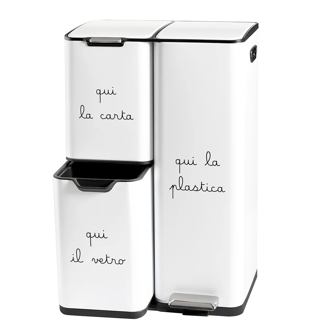 pattumiera white ''carta plastica vetro'' - immagine 1