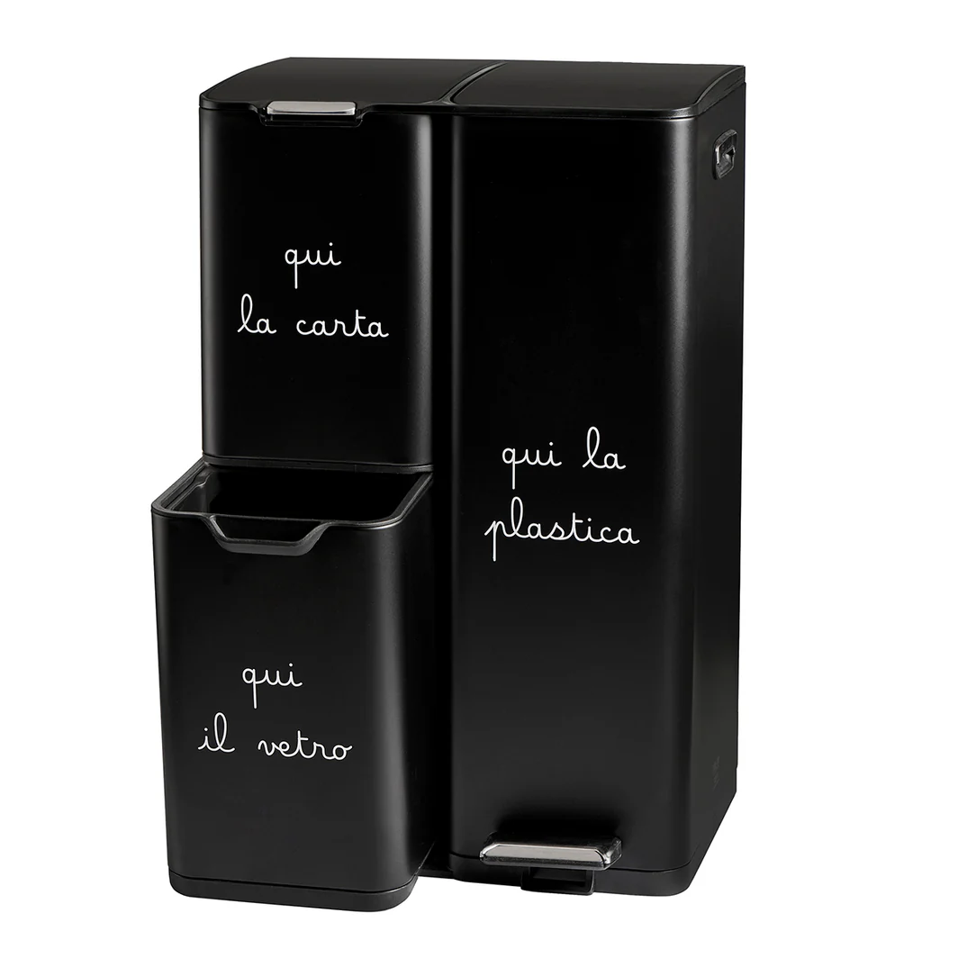 pattumiera black ''carta plastica vetro'' - immagine 1