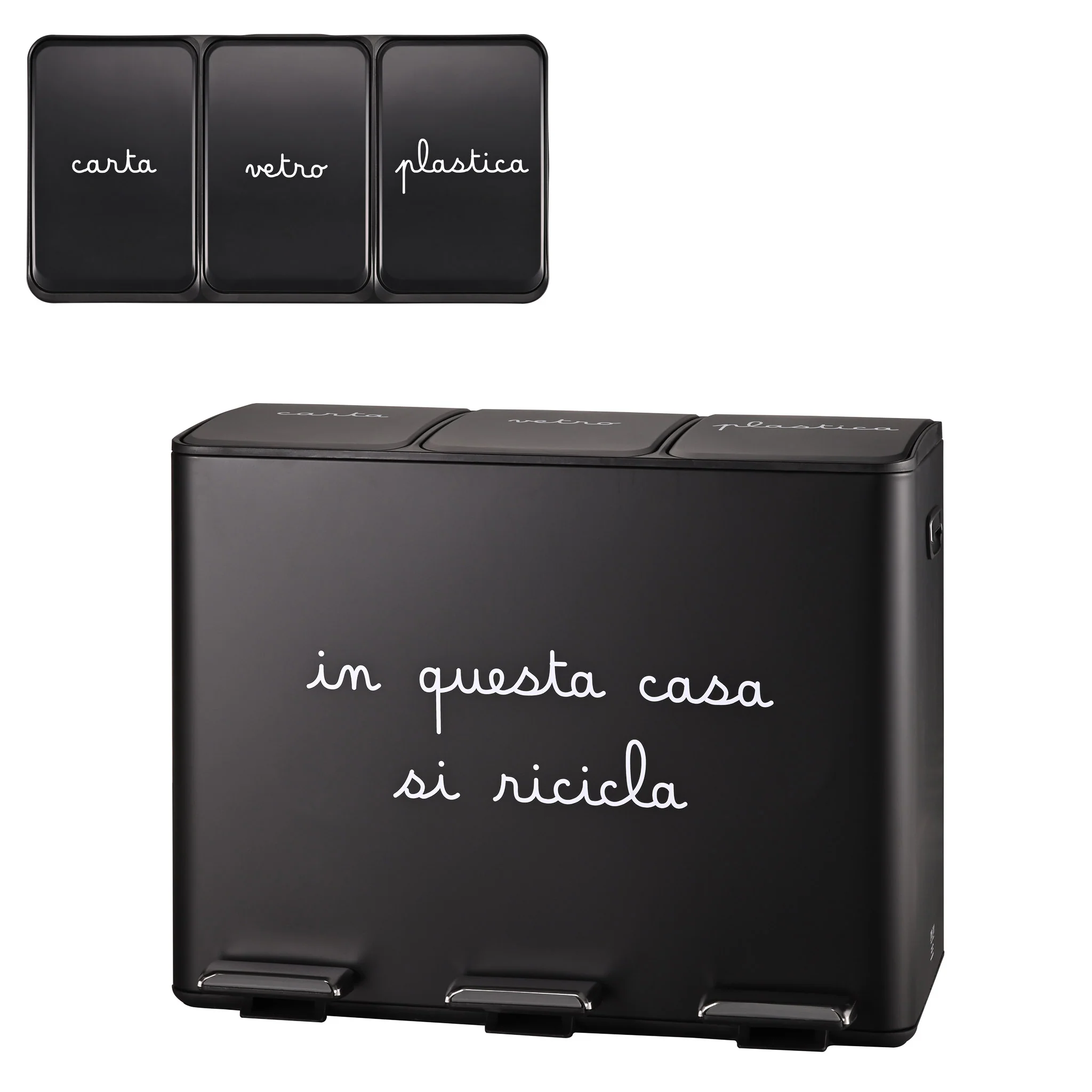 pattumiera black ''in questa casa si ricicla'' - immagine 1