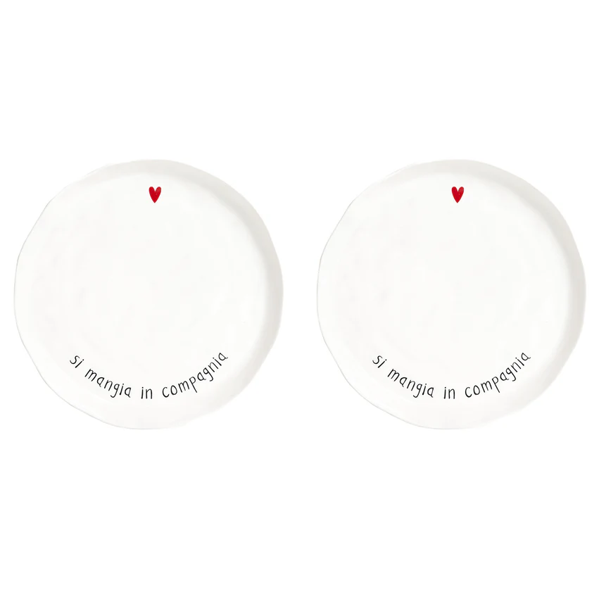 set 2 piatti piani ''si mangia in compagnia'' - immagine 1