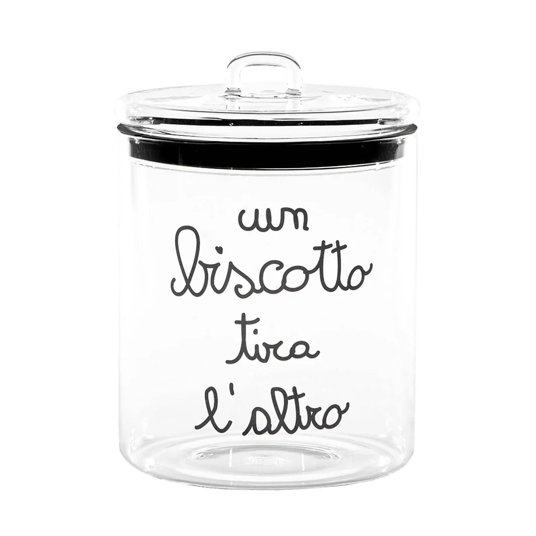 biscottiera vetro ''un biscotto tira l'altro'' - immagine 1