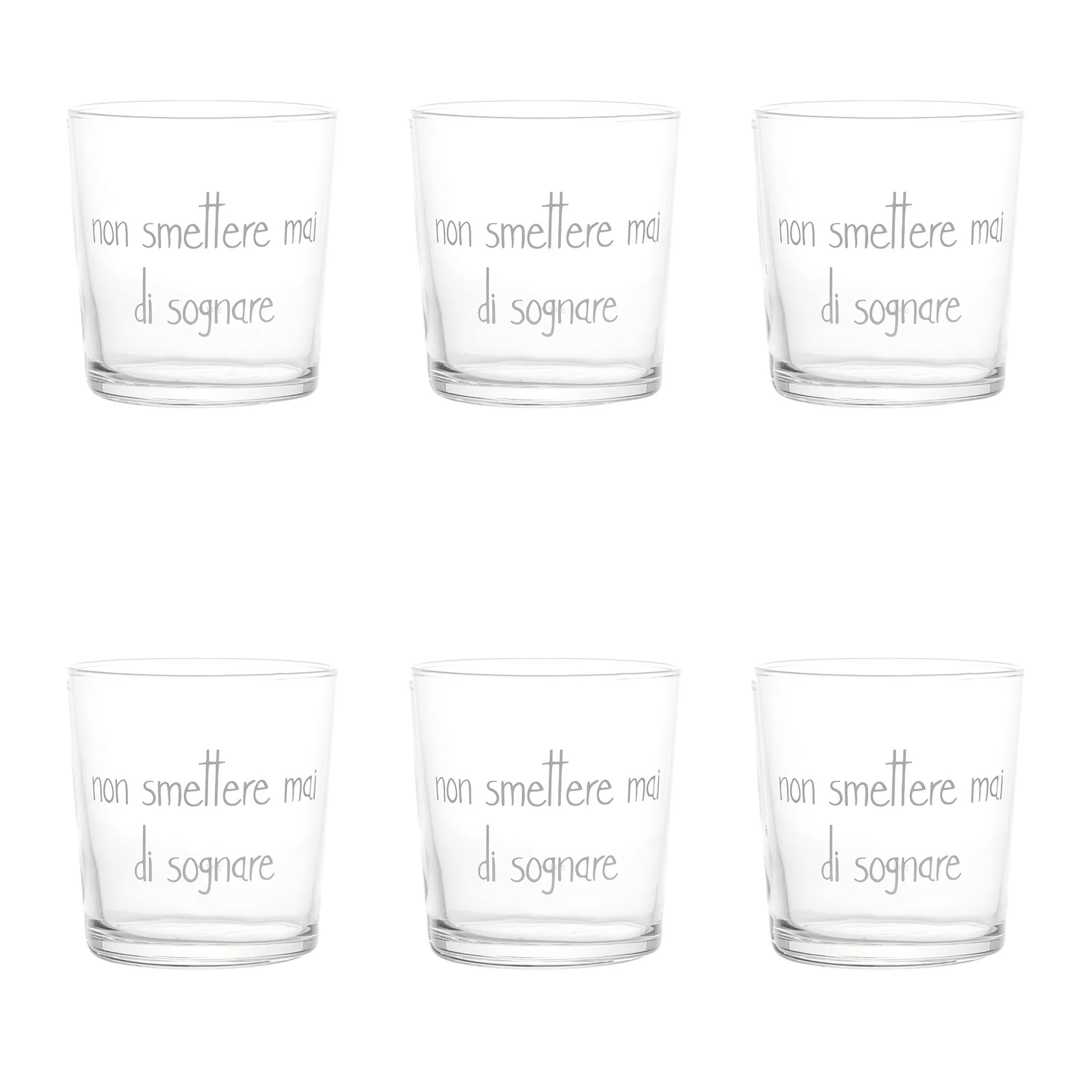 set 6 bicchieri acqua ''non smettere mai di sognare'' - immagine 2
