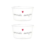 set 2 coppette vetro''sorridi sempre''