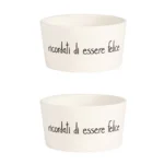 set 2 coppette gres ''ricordati di essere felice''