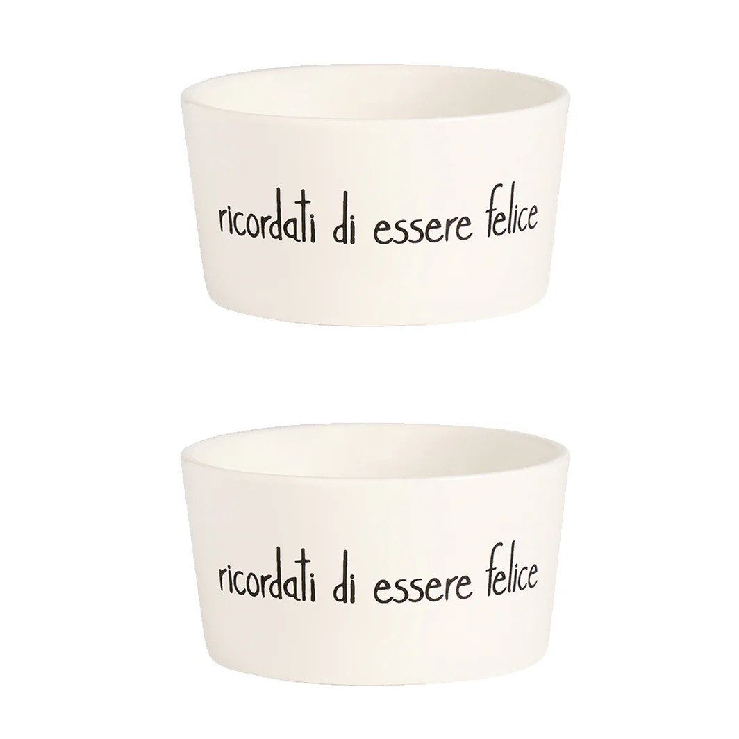 set 2 coppette gres ''ricordati di essere felice'' - immagine 1